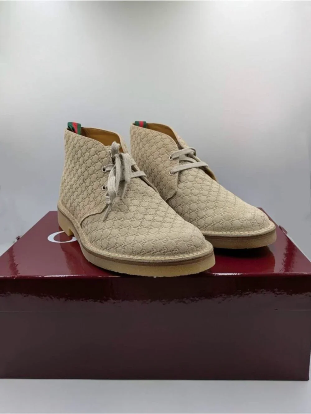 Gucci Men’s GG Monogram Suede Ankle Boots Desert UK9.5 831283